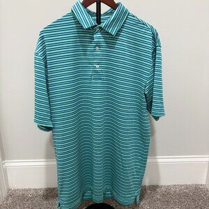 Onward Reserve Men's Performance Polo - Light Green/Navy Striped